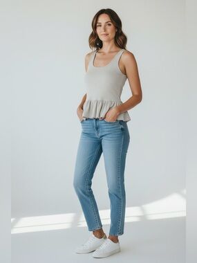 Shabby Chic Heather Gray Peplum Tank Top